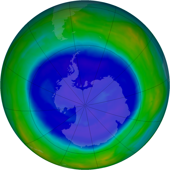Antarctic ozone map for 12 September 2008